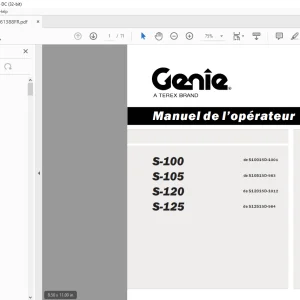 Genie lift S-100 S-105 S-120 S-125 Manuel de l’opérateur 1261388