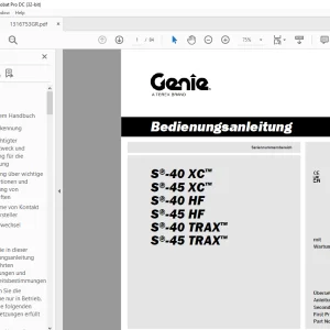 Genie lift S-40 XC CE S-45 XC S-40 HF S-45 HF S-40 TRAX S-45 TRAX Bedienungsanleitung