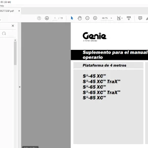 Genie lift S-45 XC CE S-45 XC TraX S-65 XC S-65 XC TraX S -85 XC Suplemento para el manual del operario