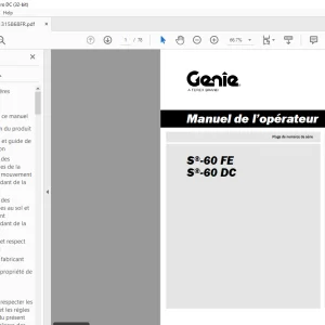Genie lift S-60 FE S-60 DC Manuel de l’opérateur 1315868 PDF