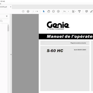 Genie lift S-60 HC Manuel de l’opérateur 114303 PDF
