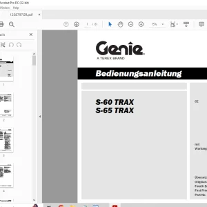 Genie lift S-60 TRAX S-65 TRAX Bedienungsanleitung 1258797