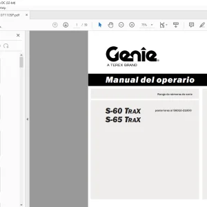 Genie lift S-60 TRAX S-65 TRAX Manual del operario T107110