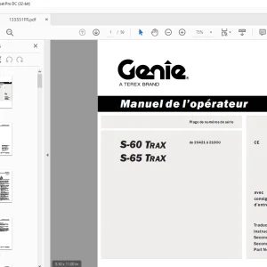 Genie lift S-60 TRAX S-65 TRAX Manuel de l’opérateur 133551