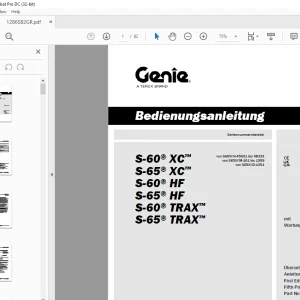 Genie lift S-60 XC S-65 XC S-60 HF S-65 HF S-60 TraX S-65 TraX Bedienungsanleitung 1286582