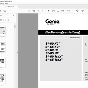 Genie lift S-60 XC S-65 XC S-60 HF S-65 HF S-60 TraX S-65 TraX Bedienungsanleitung PDF