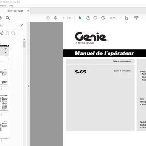 Genie lift S-65 Manuel de l’opérateur T107106 PDF