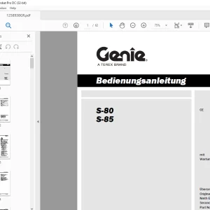 Genie lift S-80 S-85 Bedienungsanleitung 1258938 - PDF DOWNLOAD (GERMAN)