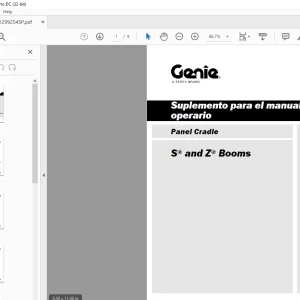 Genie lift S & Z Booms Suplemento para el manual del operario 299254