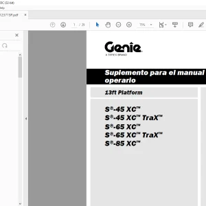 Genie lift S45 XC S-45 XC TraX S-65 XC S-65 XC TraX S-85 XC Suplemento para el manual del operario