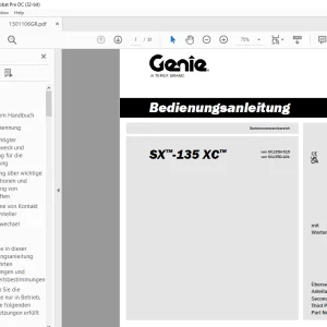 Genie lift SX™-135 XC Bedienungsanleitung 1301106  - PDF DOWNLOAD (GERMAN)