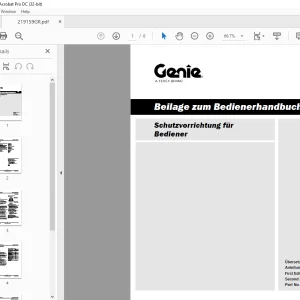 Genie lift Schutzvorrichtung für Bediener Beilage zum Bedienerhandbuch 219159