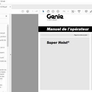 Genie lift Super Hoist Manual de`l Operateur 1314197