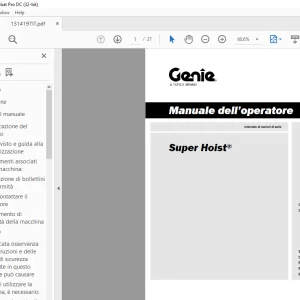 Genie lift Super Hoist Manuale dell’operatore 1314197 PDF