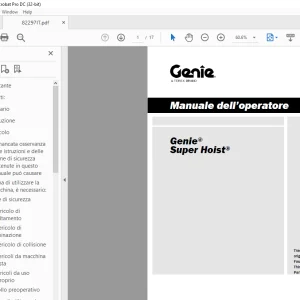 Genie Super Hoist Operator Manual 82297 (Italian) PDF Download