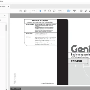 Genie lift TZ-34/20 Bedienungsanleitung133554 -  PDF DOWNLOAD (GERMAN)