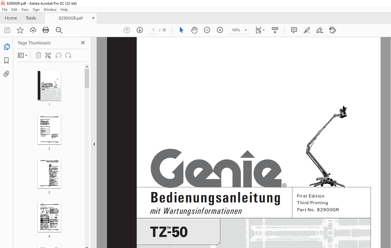 Genie Lift TZ-50 Bedienungsanleitung - PDF DOWNLOAD (GERMAN ...