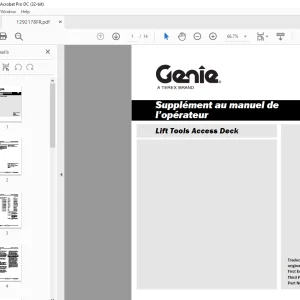 Genie lift Tools Access Deck Supplément au manuel de l’opérateur 1292178