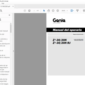 Genie lift Z-30/20N Z-30/20N RJ Manual del operario 1319005 PDF