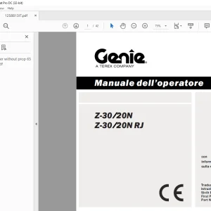 Genie lift Z-30/20N Z-30/20N RJ Manuale dell’operatore 1258813 PDF