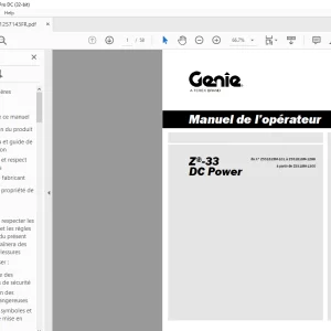 Genie lift Z-33 DC Power Manuel de l’opérateur 1257143 PDF