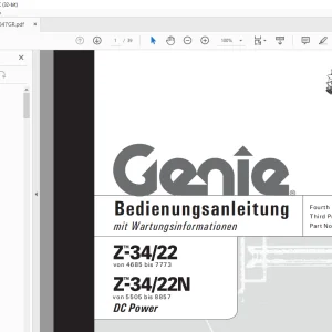 Genie lift Z-34/22 Z-34/22N DC Power Bedienungsanleitung 1000047 PDF