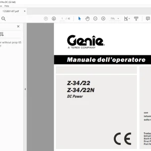 Genie lift Z-34/22 Z-34/22N DC Power Manuale dell'operatore 1258814