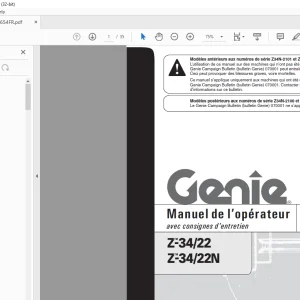 Genie lift Z-34/22 Z-34/22N Manual de`l Operateur 43654