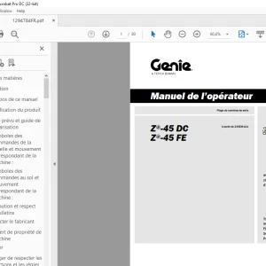 Genie lift Z-45 DC Z-45 FE Manuel de l`Operateur 1294784