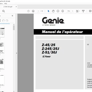 Genie lift Z-45/25 Z-245/25J Z-51/30J Manuel de l’opérateur 219413