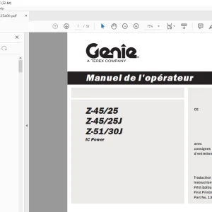 Genie lift Z-45/25 Z-45/25J Z-51/30J IC Power Manuel de l`Operateur 133540