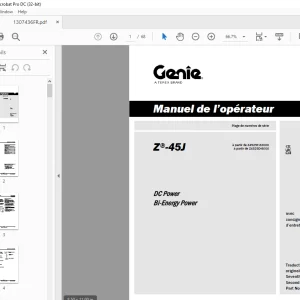 Genie lift Z-45J Manuel de l`Operateur 1307436 PDF
