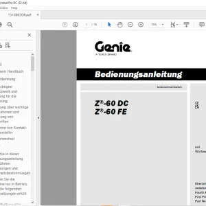 Genie lift Z-60 DC Z-60 FE Bedienungsanleitung 1315862 PDF