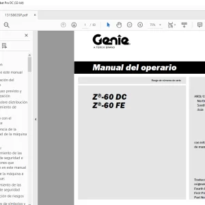 Genie lift Z-60 DC Z-60 FE Manual del operario 1315863 PDF