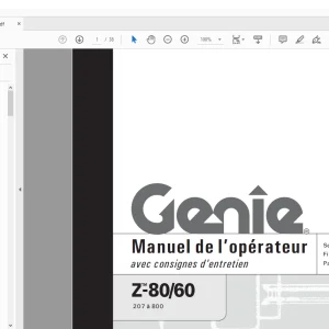 Genie lift Z80/60 Manuel de l’opérateur 82578  PDF