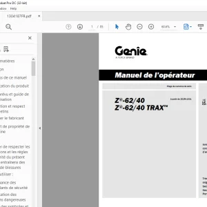 Genie lift Z®-62/40 Z®-62/40 TRAX™ Manuel de l’opérateur 1304187 PDF
