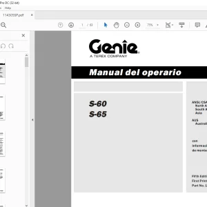 Genie lift S-60 S-65 Manual del Operario 114305 PDF
