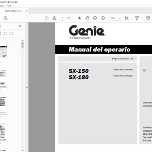 Genielift SX-150 SX-180 Manual del operario 1262336 PDF