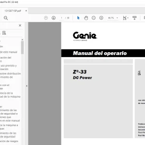 Genielift Z-33 DC Power Manual del operario 1315871 - PDF DOWNLOAD (Spanish)