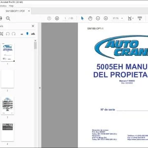 Hitachi Auto crane 5005EH MANUAL DEL PROPIETARIO 999955 – PDF DOWNLOAD