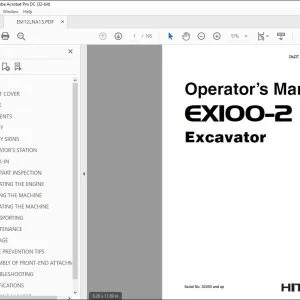 Hitachi EX100-2 Excavator Operator's Manual - PDF DOWNLOAD