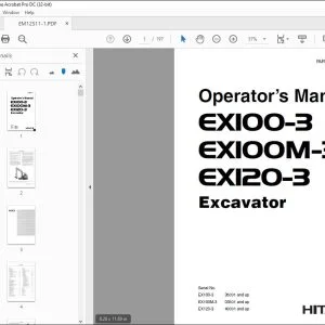 Hitachi EX100-3 EX100M-3 EX120-3 Excavator Operator's Manual PDF