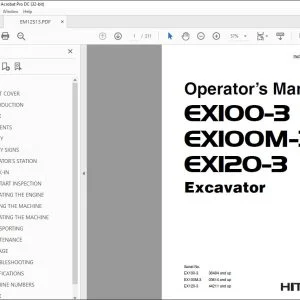 Hitachi EX100-3 EX100M-3 EX120-3 Excavator Operator's Manual EM12S13 PDF