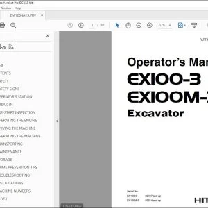 Hitachi EX100-3 EX100M-3 Excavator Operator's Manual EM12SNA13 PDF