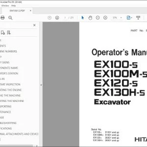 Hitachi EX100-5 EX100M-5 EX120-5 EX130H-5 Operator's Manual PDF