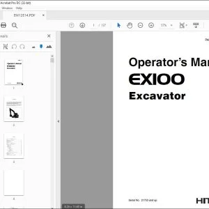 Hitachi EX100 Excavator Operator's Manual - PDF DOWNLOAD