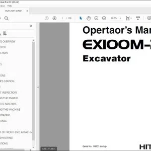 Hitachi EX100M-2 Excavator Operator's Manual - PDF DOWNLOAD