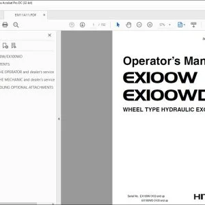 Hitachi EX100W EX100WD Wheel Type Excavator Operator's Manual PDF