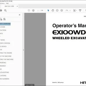 Hitachi EX100WD-2 Wheeled Excavator Operator's Manual PDF
