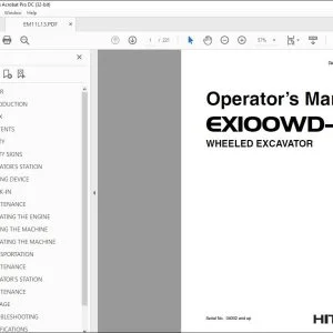 Hitachi EX100WD-3C Wheeled Excavator Operator's Manual - PDF DOWNLOAD